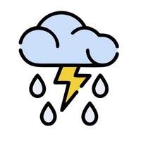 A cloud with a lightning bolt and rain drops vector