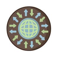A globe surrounded by arrows and arrows vector