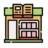 A book store icon with a book on the shelf vector