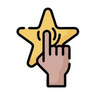 A hand pressing a star icon on a white background vector