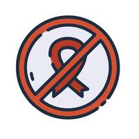No aids sign in a circle with a red ribbon vector