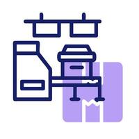 A blue line icon of a machine vector