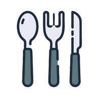 Fork, spoon and knife icon on white background vector