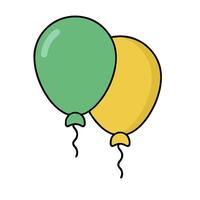 Two balloons with green and yellow colors vector
