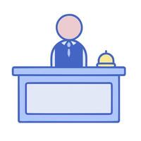 A man in a suit is sitting at a desk vector