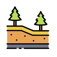 A cartoon illustration of a hill with trees vector