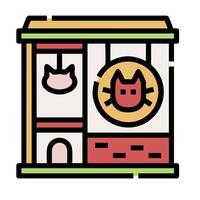A cat is sitting in a box with a cat toy vector