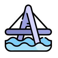 A boat with a bridge over water vector