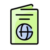 A green passport with a globe on it vector