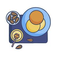 A plate with pancakes and nuts on it vector