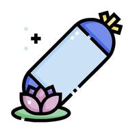 A bottle with a flower and a lotus on it vector