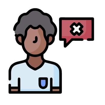 A man with a speech bubble with an x on it vector