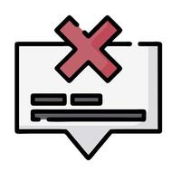 An icon of a message with an x mark vector