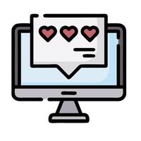 A computer screen with hearts on it vector