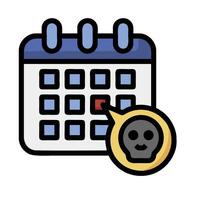 A calendar with a skull and a red dot vector