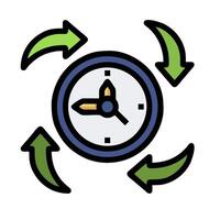 A clock with arrows around it and arrows pointing to it vector