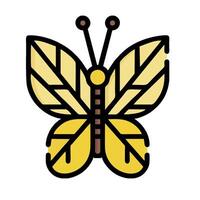 A yellow butterfly with leaves on it vector