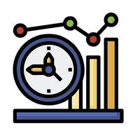 An icon of a clock and graph vector
