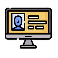 A computer monitor with a person's face on it vector