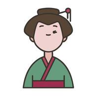 A woman in a traditional kimono with a red scarf vector