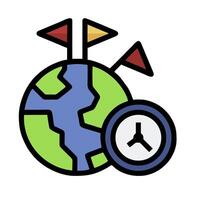 A globe with flags and a clock vector