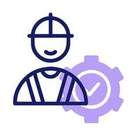 A man in a hard hat and a clock icon vector