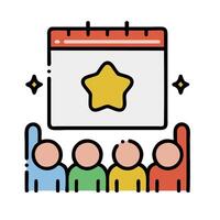 People holding up a star icon on a white background vector