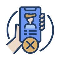 A hand holding a phone with a person on it vector