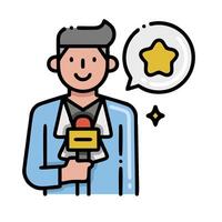 A man with a microphone and a star vector