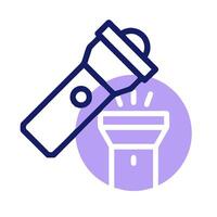 A flashlight with a light bulb on top vector