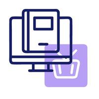 A computer with a book and a shopping basket vector