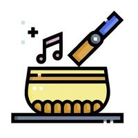 A bowl with music notes and a pen vector
