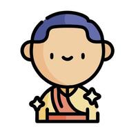 A cartoon character with a blue shirt and a star on his head vector