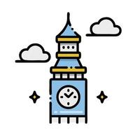 Big ben clock tower icon illustration vector