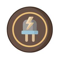 A flat icon of a light bulb with a lightning bolt vector