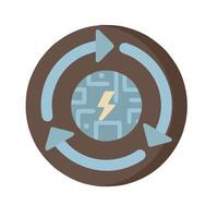 A circular icon with a lightning bolt and a circle vector