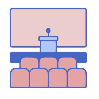 A speaker is standing in front of a podium vector