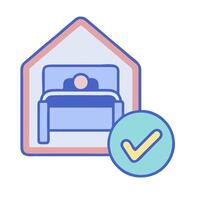 A bed with a tick next to it vector