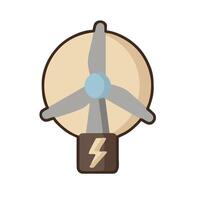A cartoon wind turbine with a lightning bolt vector