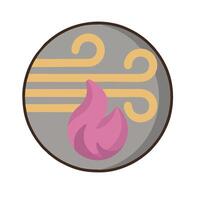 A pink fire and a yellow flame in a circle vector