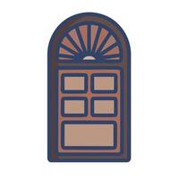 A door with a window and a sun vector