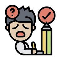 A cartoon man with a pencil and a question mark vector