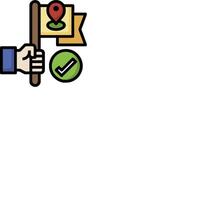 A hand holding a flag and a check mark vector