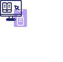 A computer monitor with a book and a book on it vector