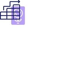 A purple and blue icon with a phone and a computer vector