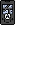 A black and white image of a phone with a map on it vector