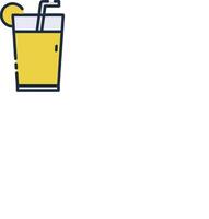 A drink with a straw and a lemon slice vector