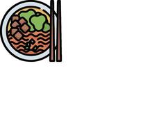 A plate with food and chopsticks on it vector