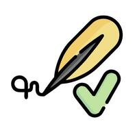 A pen and check mark are next to each other vector