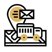 A truck with an envelope and a map vector